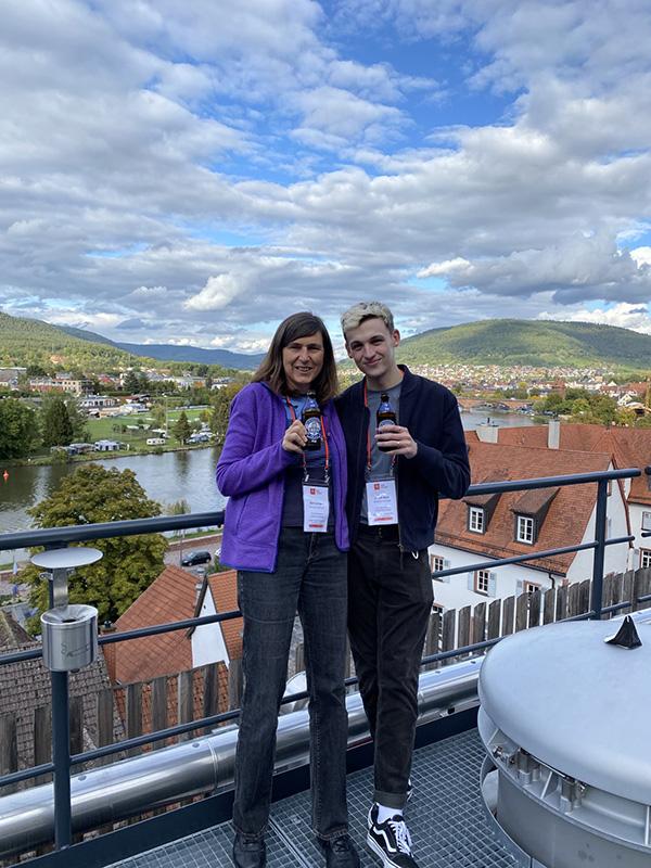 Karin and Elliott visiting a brewery during during the conference